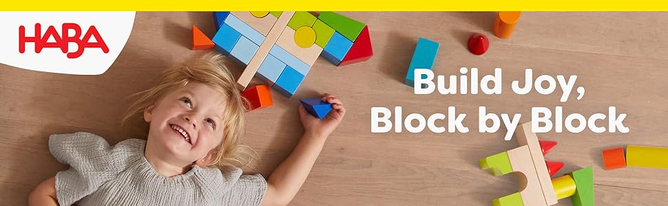 HABA Wooden Building Blocks STEM Toy 26 Building Blocks & 16 Challenge Cards