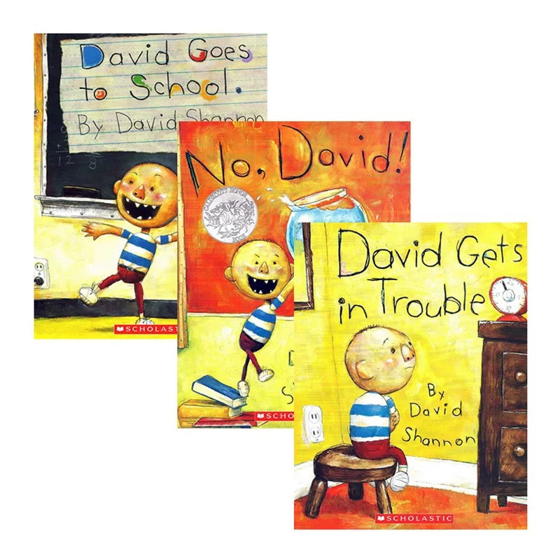 David Shannon Pack Set of 3 Books, No David, David Gets in Trouble, David Goes to School