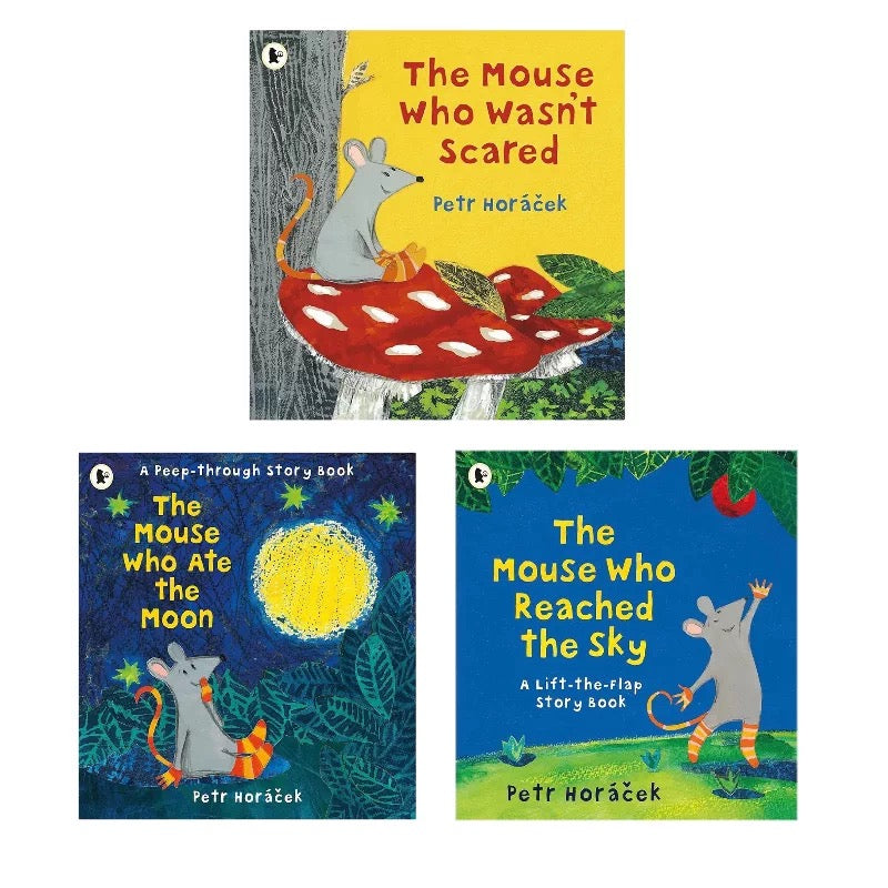 Petr Horáček 3 books SET [The Mouse Who Ate The Moon, The mouse who reached the sky, the mouse who wan't scared]