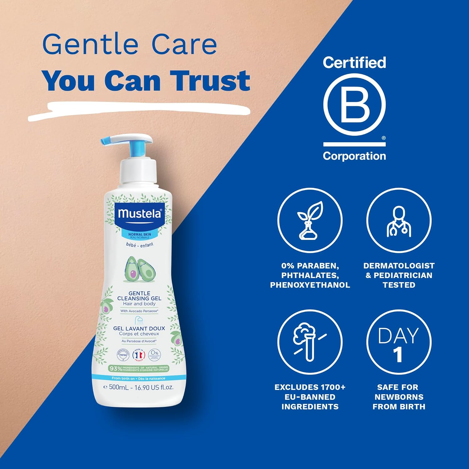 Mustela Gentle cleansing gel 500ml