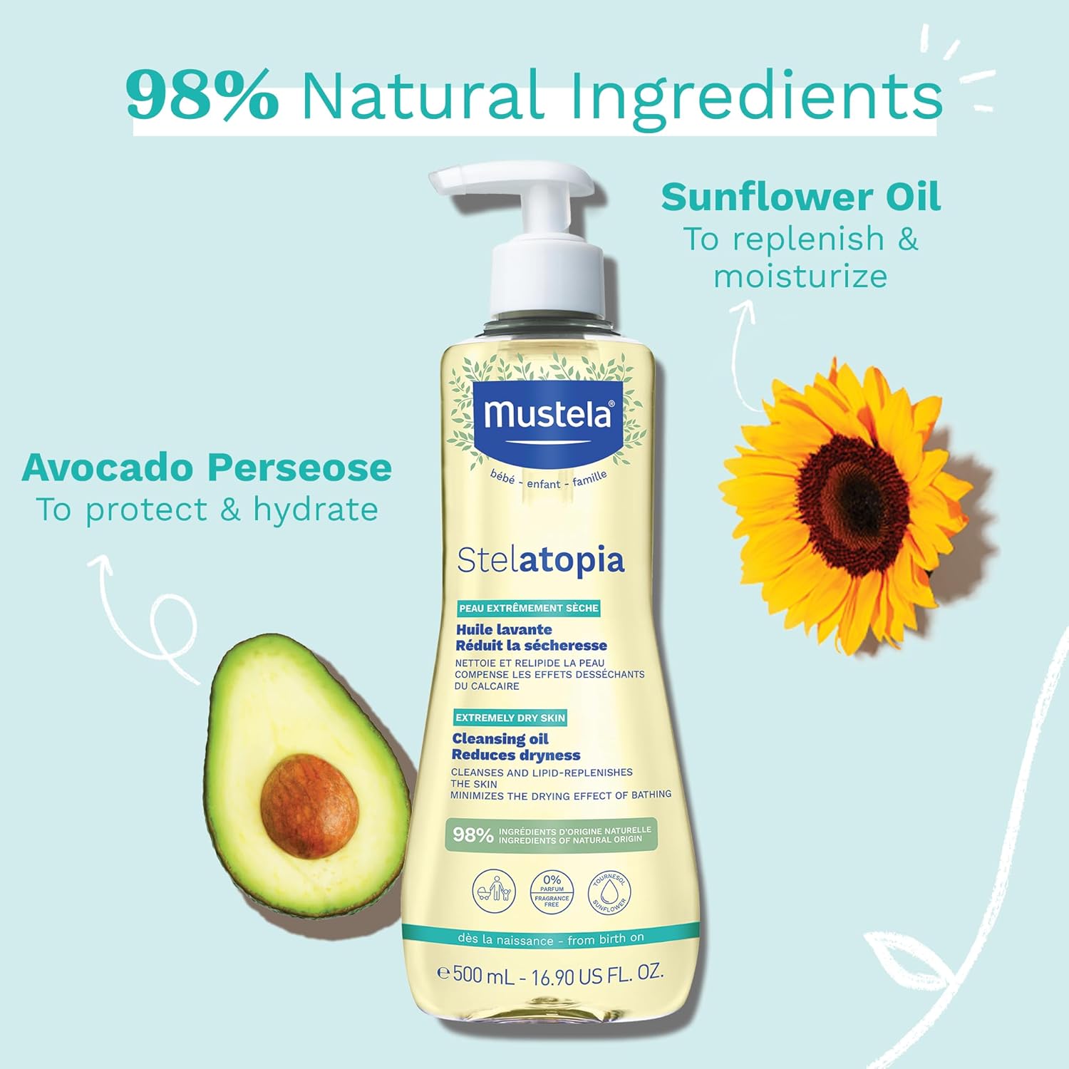 Mustela Stelatopia Eczema-Prone Skin Cleansing Oil 500ml